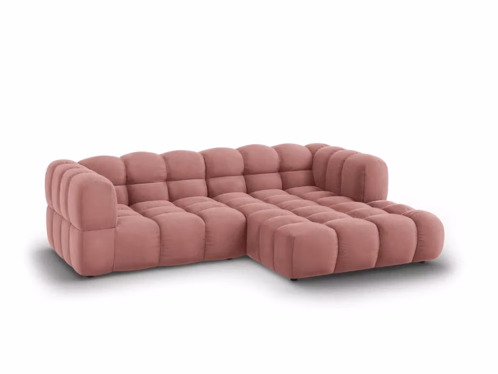 Divano angolare modulare Sky di Cosmopolitan Design, modello a 3 posti con orientamento destro, rivestito in velluto rosa, L 244 x P 132 x H 75 cm – 2