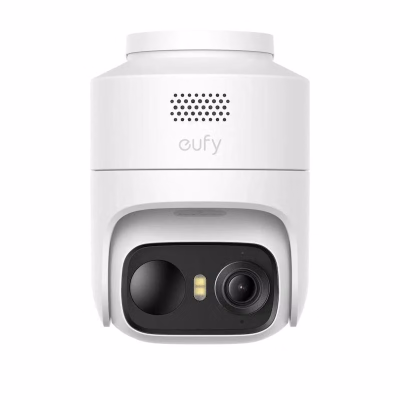 Eufy C37, telecamera IP di sicurezza, per uso esterno, wireless, compatibile con Amazon Alexa, da montare a soffitto, colore bianco, colore nero