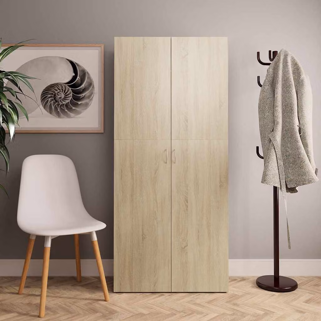 Scarpiera moderna vidaXL in legno Rovere Sonoma, colore beige/marrone, L: 80 cm, P: 35,5 cm, H: 180 cm