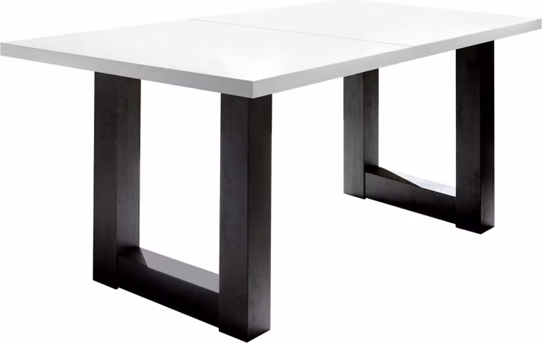Tavolo da pranzo allungabile Eila 7 140 x 90 x 75 Tavolo da sala da pranzo acciaio nero/laccato bianco opaco 13374-140