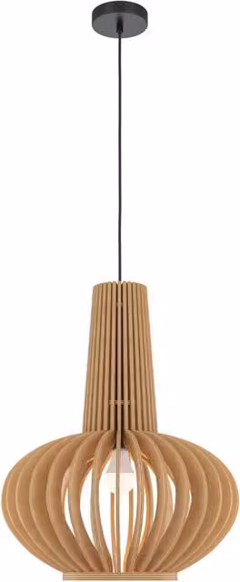 Lampada a sospensione moderna Maytoni Roots in metallo e legno nero e beige con attacco E27 e altezza regolabile – 1