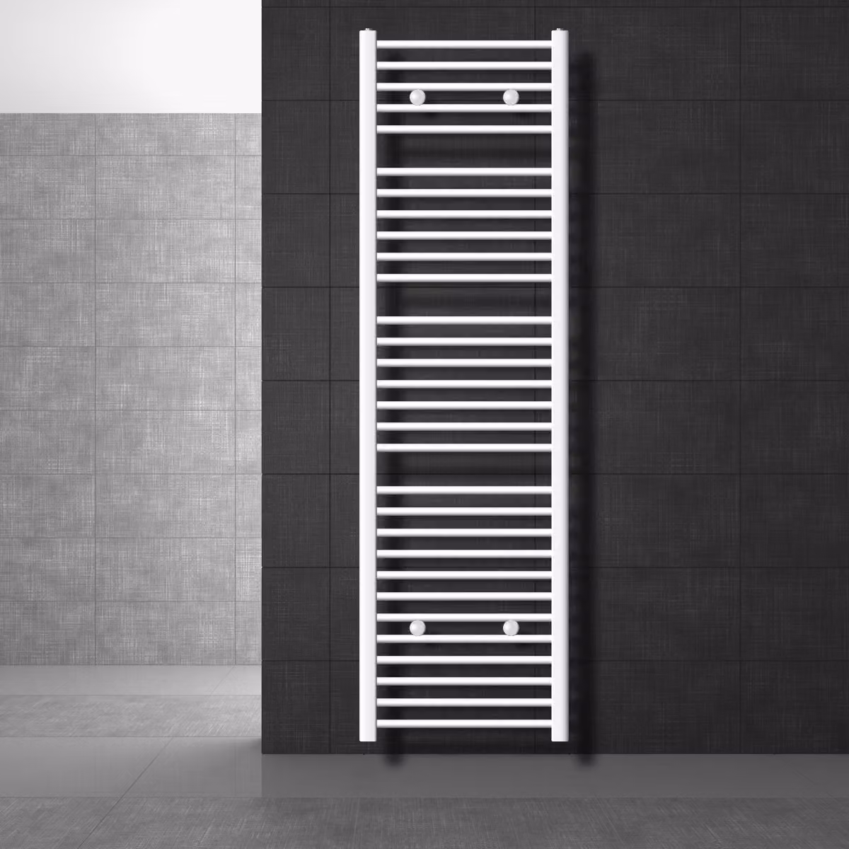 Radiatore da bagno LuxeBath - 500 x 1800 mm - bianco - curvo con attacco laterale - Radiatore scaldasalviette, senza elemento riscaldante