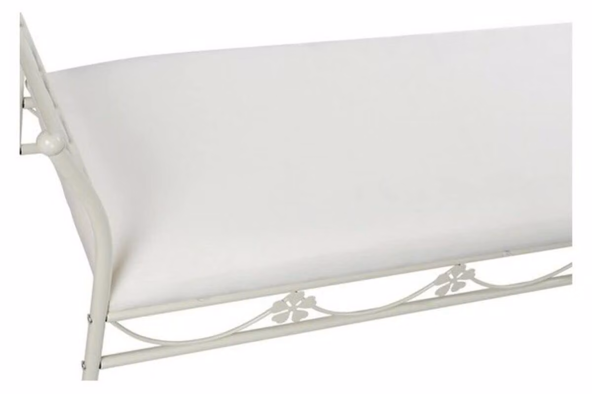 Panca in ferro battuto con cuscini (114 x 36 x 66 cm)