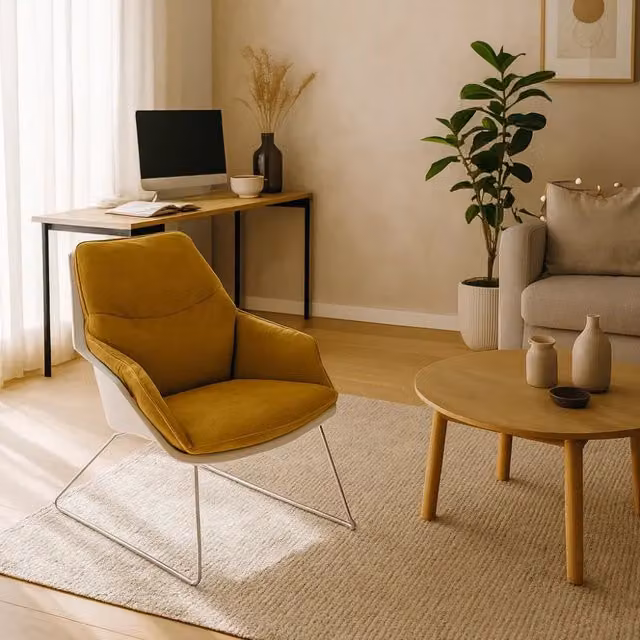 Set di 2 poltroncine Cocoon Duzzle in polipropilene e metallo Giallo L/P/H: 74 x 85 x 86 cm