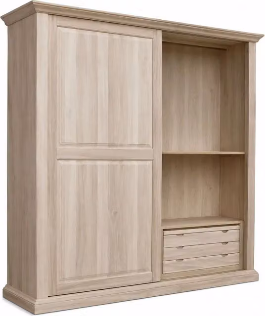 Armadio classico con 2 porte scorrevoli in legno di pioppo grezzo Mobili 2G L: 275 cm, P: 66 cm, H: 254 cm – 1
