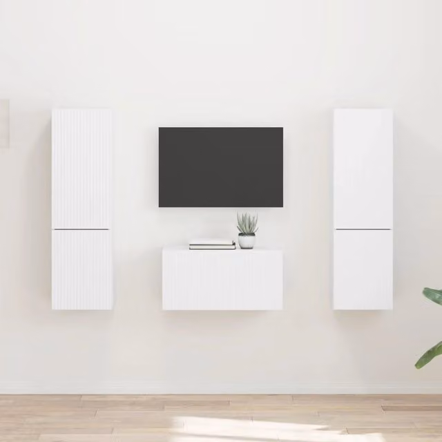 Set mobile TV 5 pz Bianco Legno ingegnerizzato 3409096