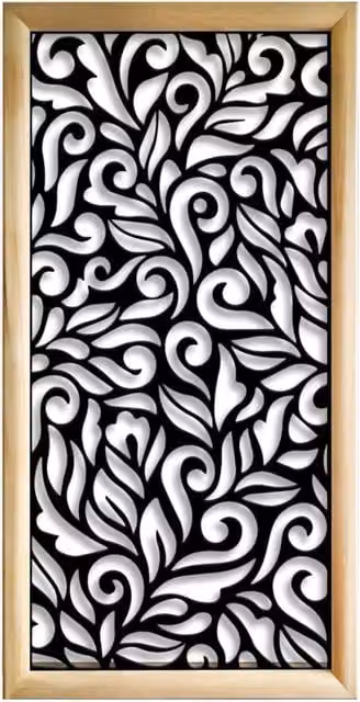 Moduli Decorativi Signorbit in Legno e PVC, Design Moderno Astratto, Colore Nero, L 73 cm x H 148 cm