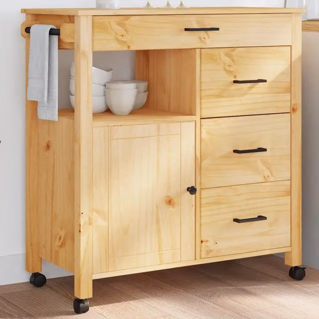 Carrello da Cucina MONZA 84x40x88,5 cm Ambra Cera 376109