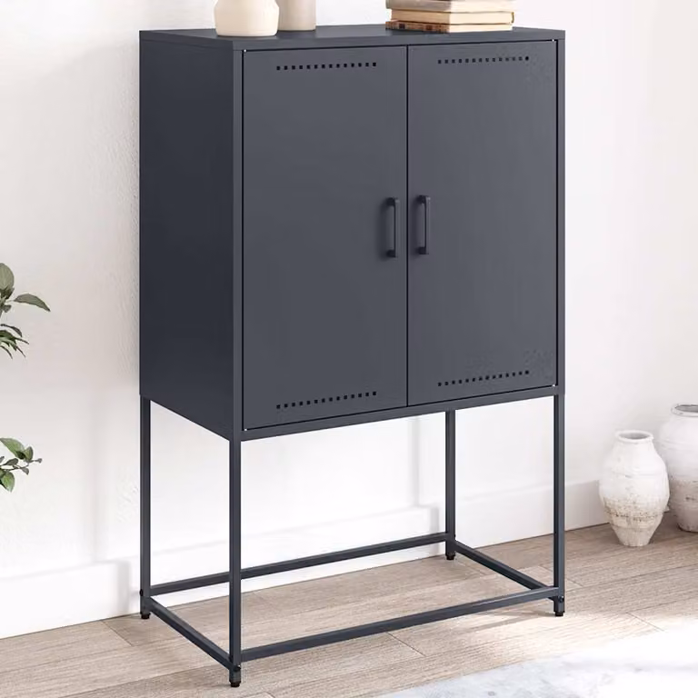 Credenza in stile industriale vidaXL in metallo antracite opaco L: 68,5 cm, P: 38,5 cm, H: 107 cm