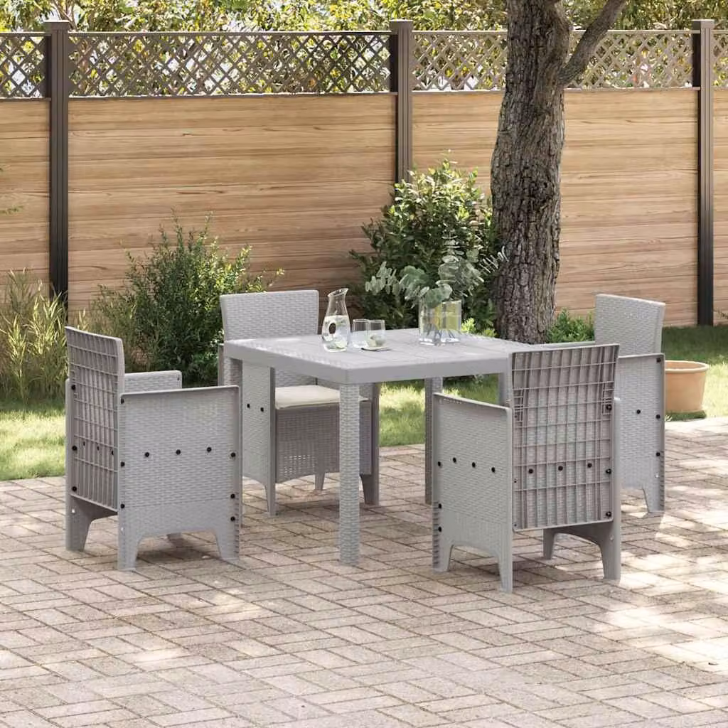 Maison Exclusive - Set da pranzo per esterno, 5 pezzi, polipropilene grigio chiaro