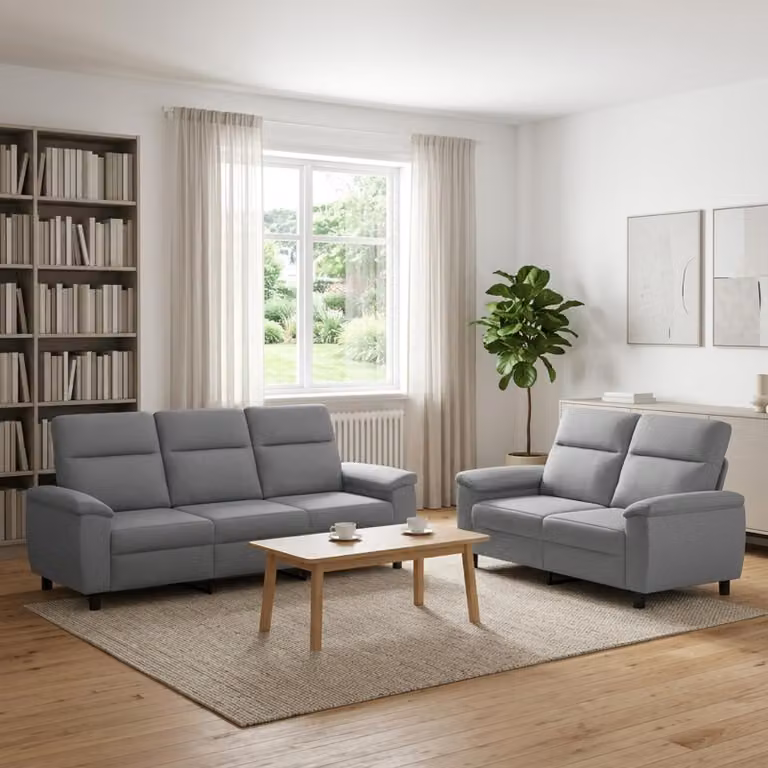 Set di 2 divani moderni vidaXL in tessuto grigio con struttura in metallo per il tuo soggiorno