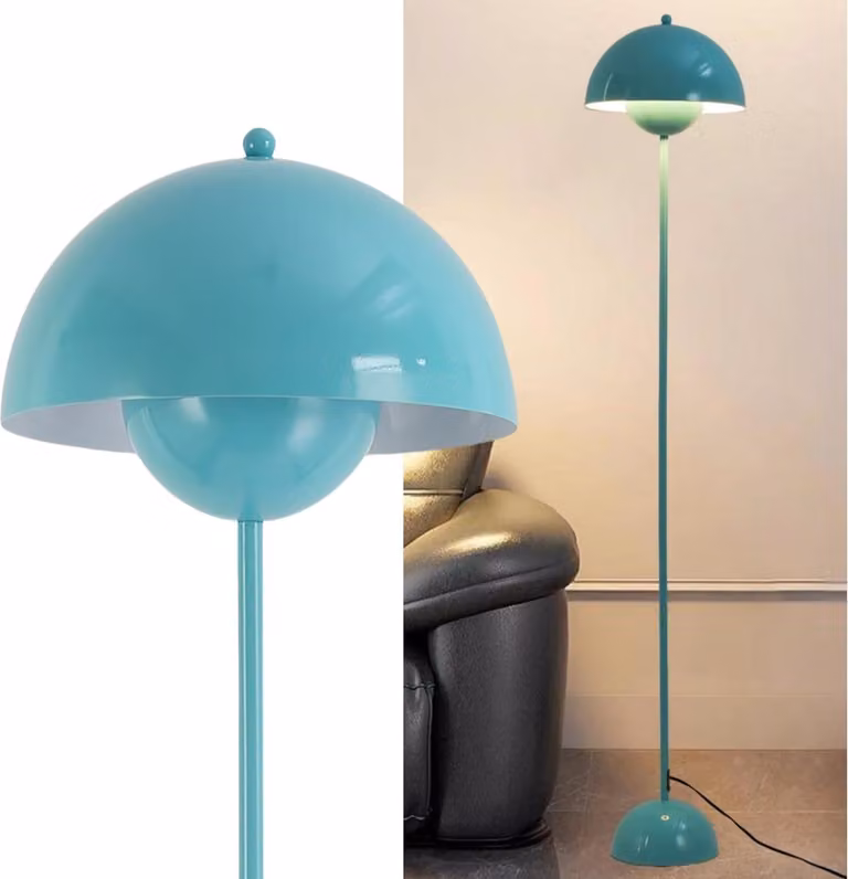 Lampada da terra design nordico ispirazione turchese "vaso di fiori" e base parabolica attacco E27 per soggiorno sala da pranzo camera da letto