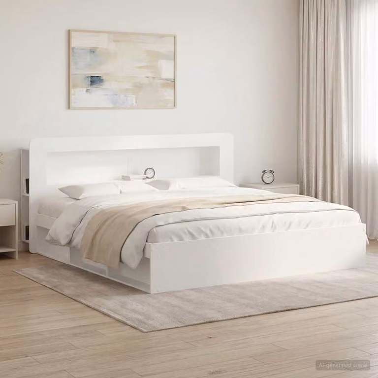 Testata del letto con ripiani integrati vidaXL in legno ingegnerizzato bianco