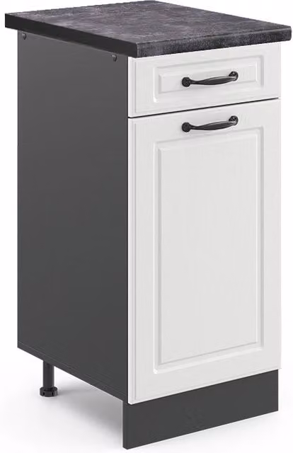 Mobiletto base per cucina Vicco R-Line Bianco rustico e Antracite con ante a battente L/P/H: 40 x 60 x 81,6 cm