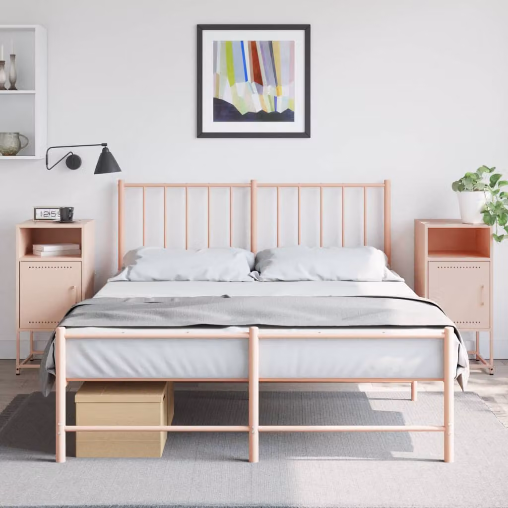 Set di 2 comodini da parete vidaXL in metallo rosa, stile industriale, L: 36 cm, P: 39 cm, H: 78 cm