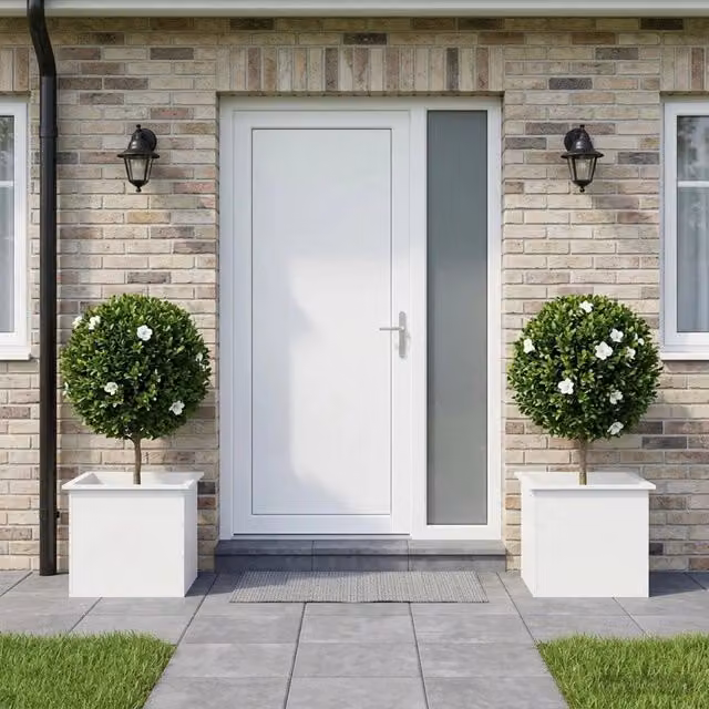 Fioriera da giardino con LED 2 pz Bianco 50 x 60 x 48 cm 8008199