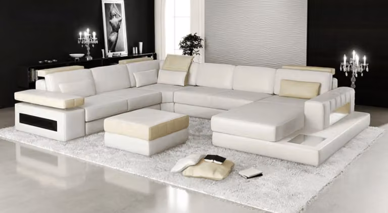 Big U-Form Ecksofa Sofa Couch Polster Leder Textil Stoff Wohnlandschaft