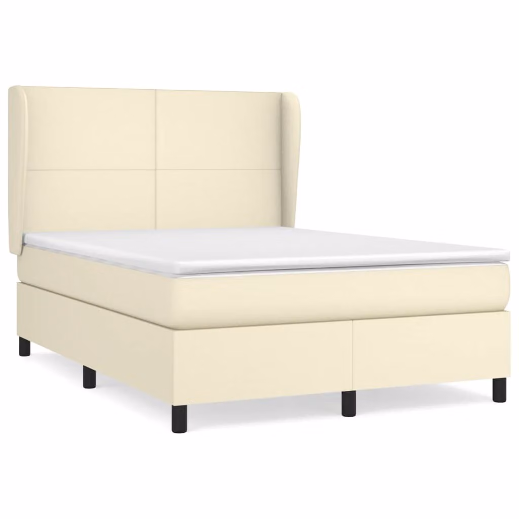 Giroletto a Molle con Materasso Crema 140x190 cm in Pelle finta