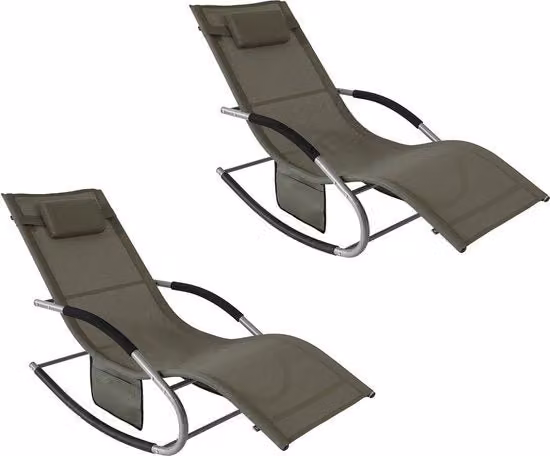 Set di lettini da 2 - Sedile da letto - Superficie respirante - Cuscino rimovibile - Marrone - 158x62x68 cm