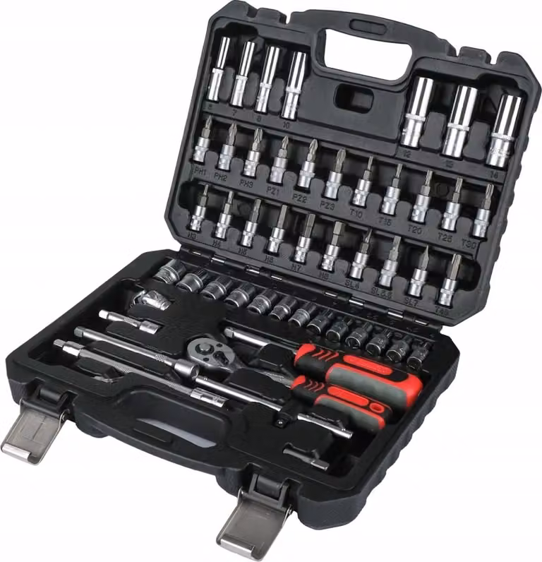 Set di utensili Schmith, set di chiavi a bussola, cassetta portachiavi a cricchetto, 1/4 di pollice, 53 pezzi. Utensili professionali per officina, ideali per bricoleurs e meccanici