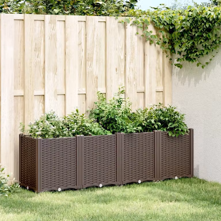 Fioriera da giardino vidaXL marrone in plastica L: 160 cm, P: 40 cm, H: 53 cm