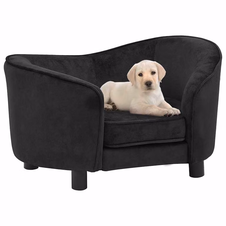 vidaXL Divano per Cani Nero in Velluto con Rivestimento Rimovibile e Base Antiscivolo L: 69 cm, P: 49 cm, H: 40 cm