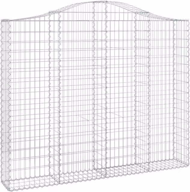 Set di 2 cesti per gabioni ad arco da giardino 200 x 30 x 160/180 cm decorativi in ferro zincato argento 02_0055266