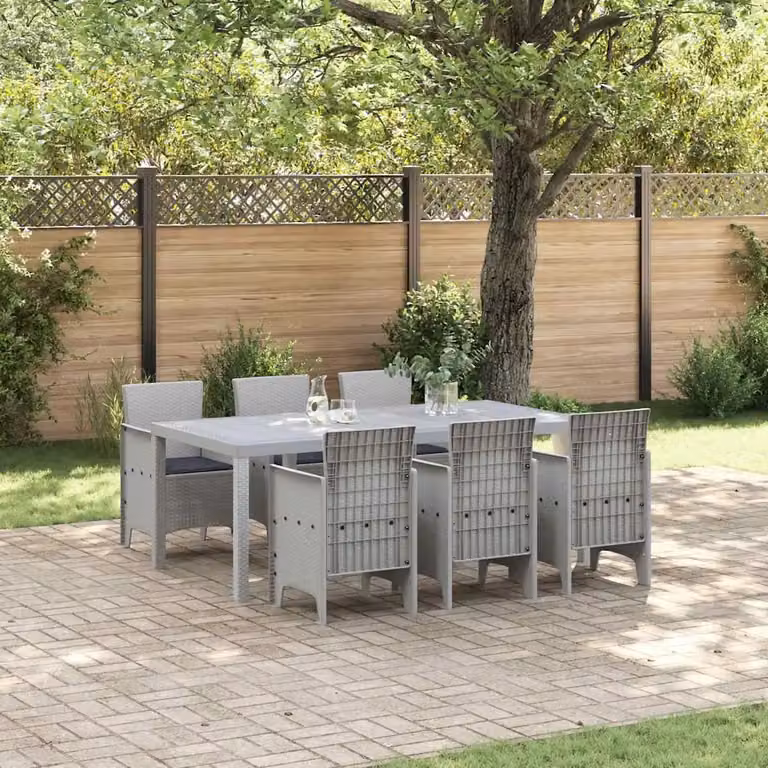 Set da pranzo per giardino e terrazza vidaXL in 7 pezzi grigio moderno in polipropilene