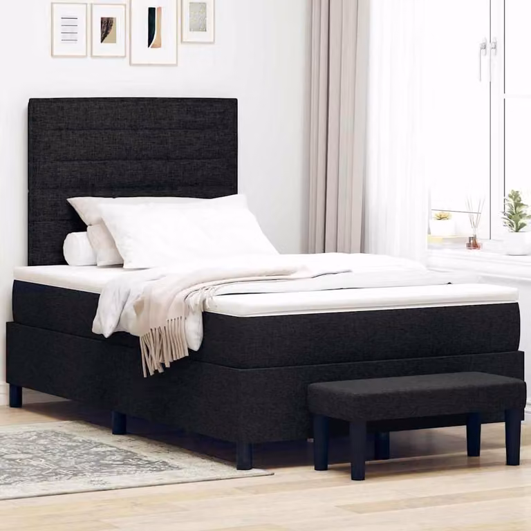 Maison Exclusive - Letto boxspring con testiera, nero, 120 x 190 cm, tessuto