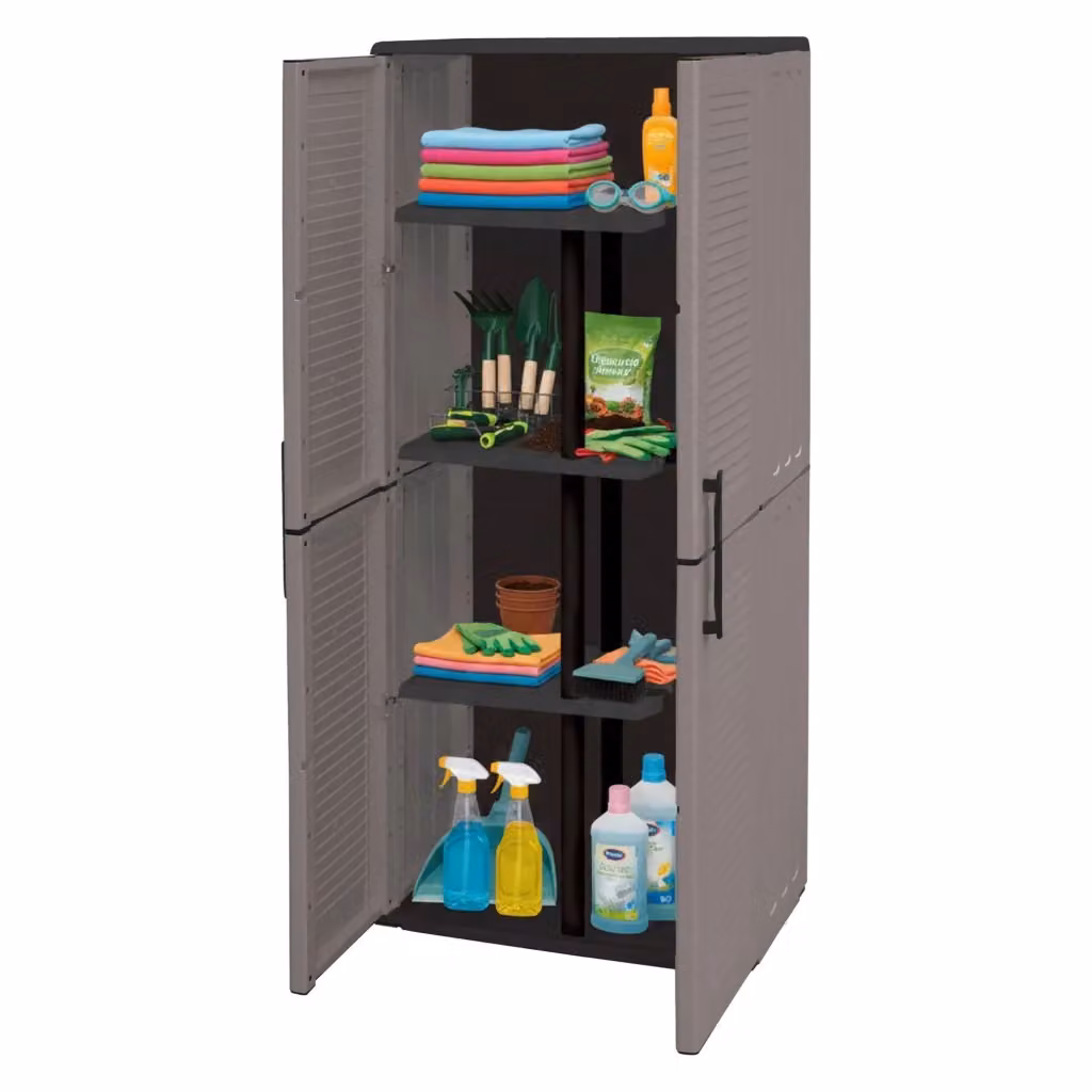 Armadio da esterno DMORA Arabel per giardino e balcone, Grigio, L: 37 cm, P: 68 cm, H: 163 cm – 2