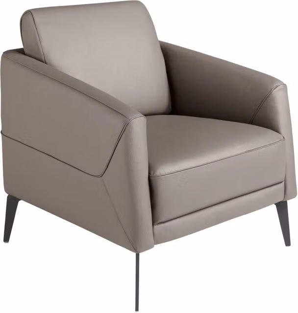Poltrona lounge moderna Angel Cerdá S.L. in pelle grigio e nera con struttura in metallo e braccioli
