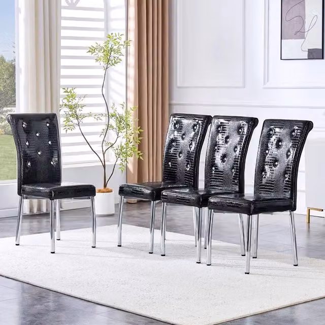 Set 4 sedie da pranzo retr¨° ¨C Minimal ¨C similpelle imbottite gambe metallo design