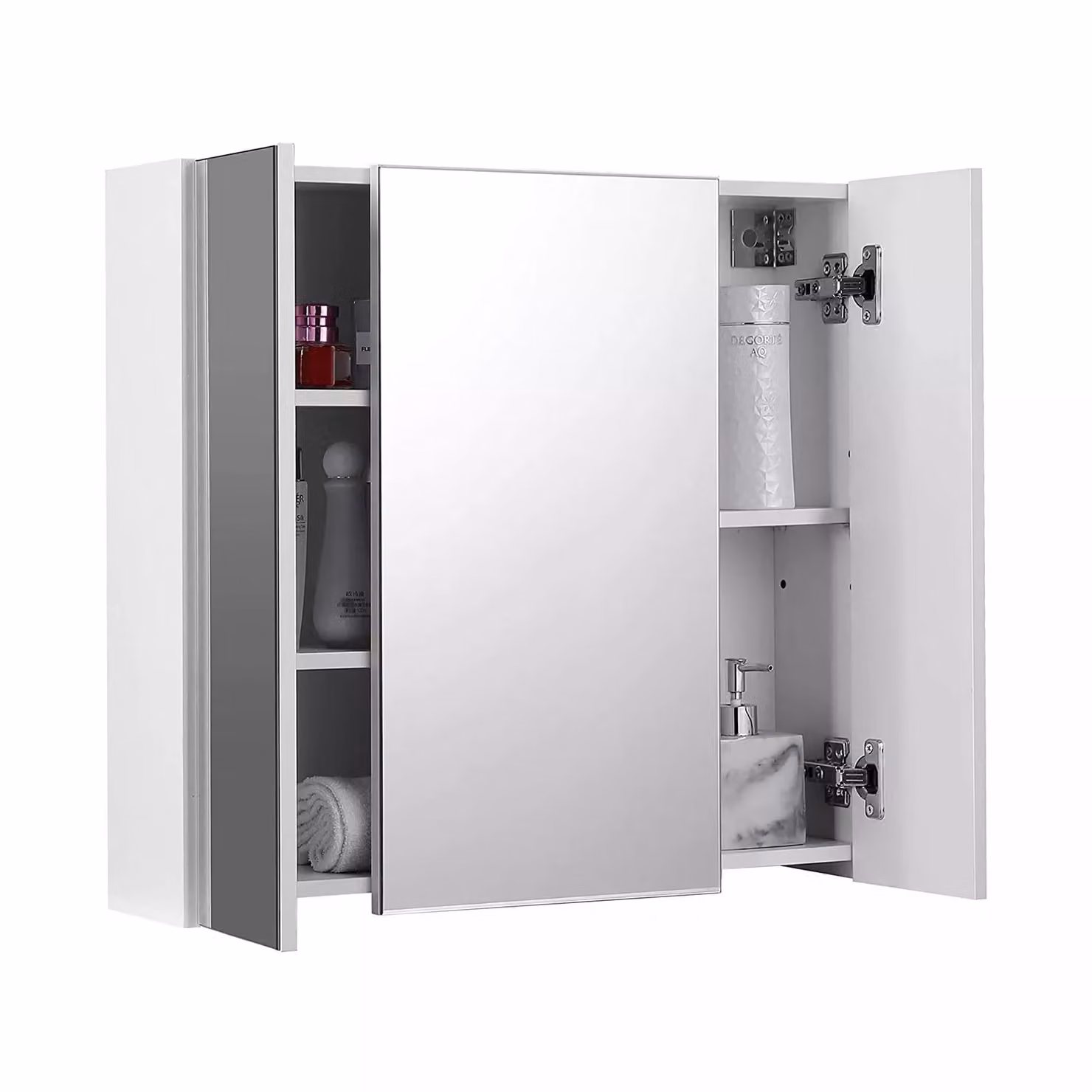 In And OutdoorArchivio a specchio Geoffrey - mobile da bagno - 3 ante - 60 x 15 x 55 cm - con ripiani regolabili - bianco moderno