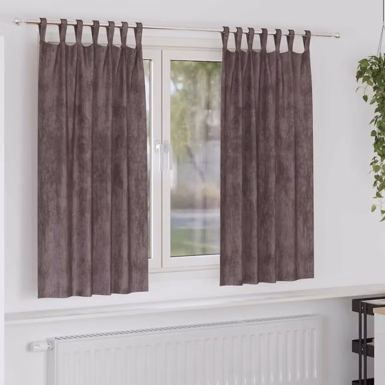 Set di 2 tende in velluto vidaXL marroni con isolamento termico e oscuramento, L: 140 cm, H: 175 cm