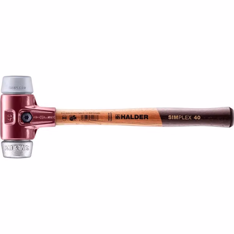 Mazza SIMPLEX soft-face con alloggiamento TE e manico in legno, Ø 40, TPE-mid / metallo morbido