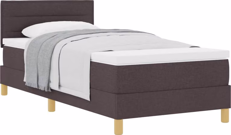 Letto boxspring con cuscini vidaXL, marrone scuro, 100 x 200 cm, tessuto