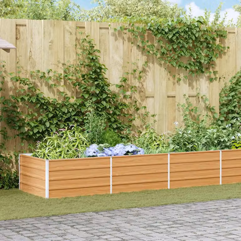 Letto rialzato da giardino vidaXL in acciaio galvanizzato Marrone Chiaro L: 480 cm, P: 80 cm, H: 45 cm