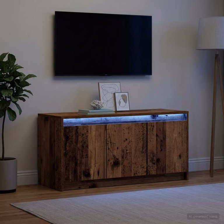 Mobile TV vidaXL in legno marrone con illuminazione integrata, L 100 cm x P 34 cm x H 50 cm