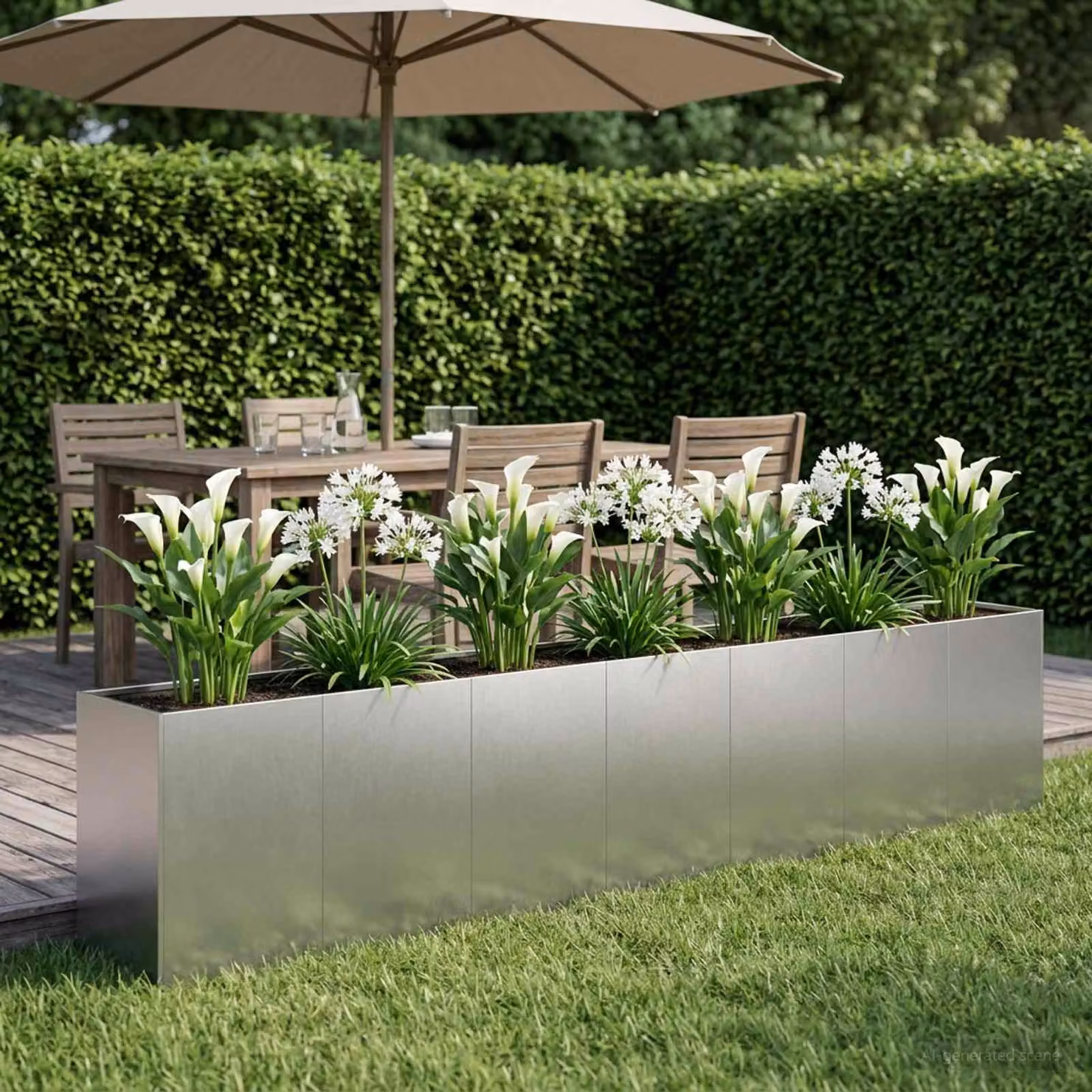 Vaso da giardino vidaXL in acciaio inox color argento L: 280 cm, P: 40 cm, H: 60 cm