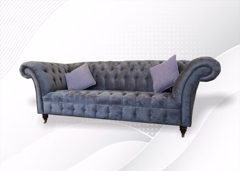 Chesterfield 3 Sitzer xxl Polster Sitz Couch Sofa Garnitur Big Couchen Graue