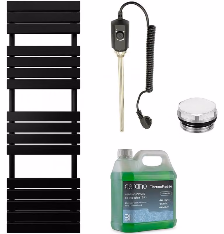 CERANO - Set di radiatori elettrici da bagno Claude - 900 W - nero opaco - 1600 x 500 mm