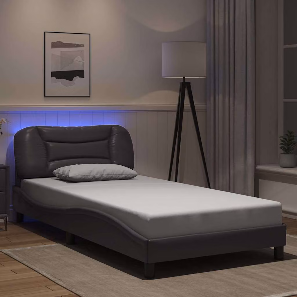 vidaXL Giroletto Hvar Grigio con LED e porta USB senza materasso L: 200 cm, P: 100 cm – 1