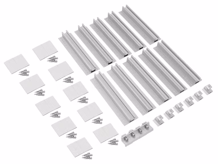 Kit di supporto per pannelli solari, alluminio resistente, elevata capacità di carico, argento