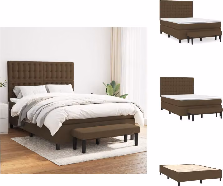 vidaXL Letto a molle con materasso in tessuto marrone scuro 140x200 cm - Letti e strutture letto