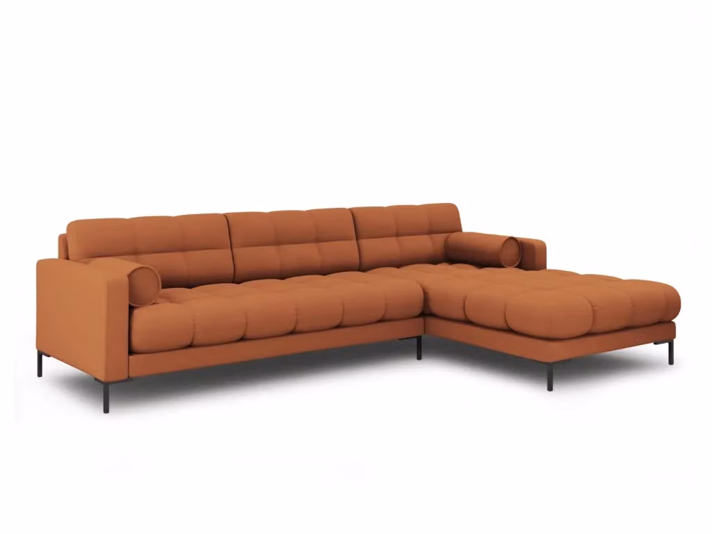 Divano angolare destro Bali di Cosmopolitan Design, modello a 5 posti in tessuto strutturato color arancione mattone – 2