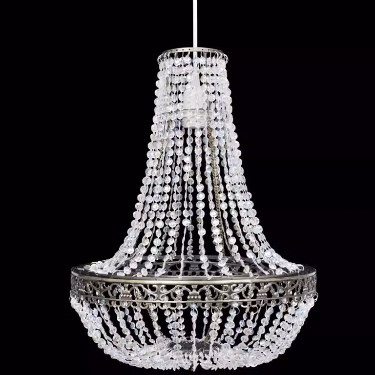 Lampadario in vetro per soggiorno, lampadario decorativo, lampada in cristallo per sala da pranzo, cristallino e scintillante, 36,5 x 46 cm