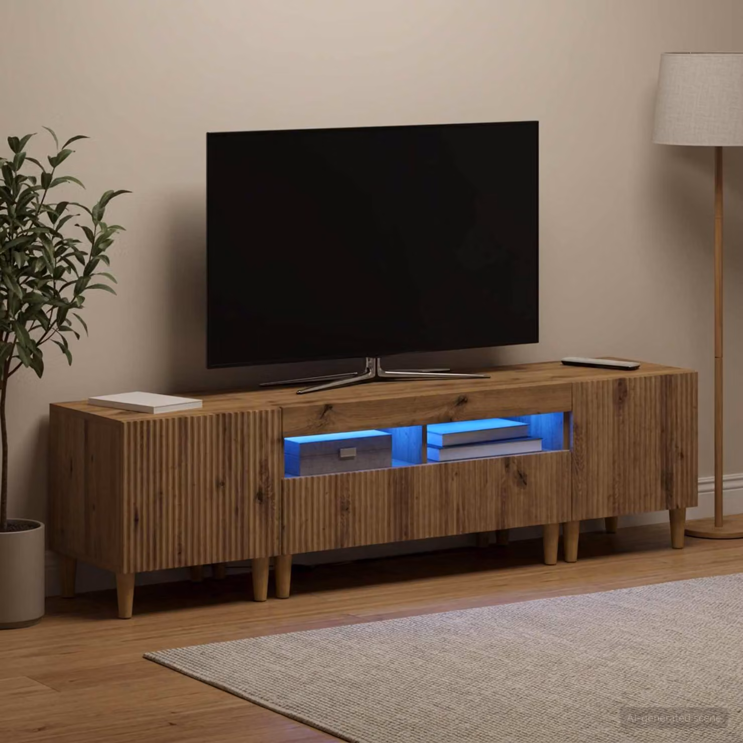 Mobile TV LED vidaXL ARNHEM in 3 pezzi, Rovere Artigianale, Marrone con Illuminazione Integrata