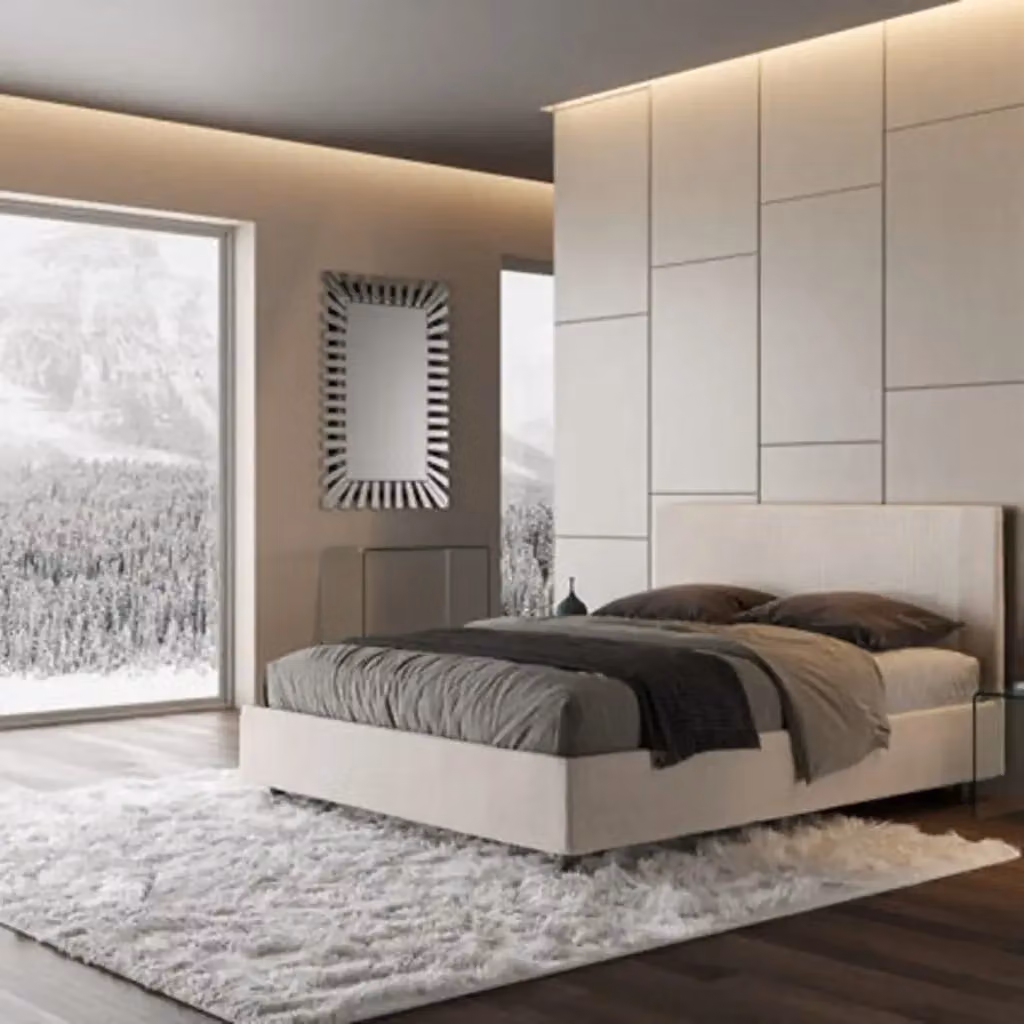 Letto matrimoniale contenitore imbottito Ityhome Labirinto 1 bianco L/P: 160 x 200 cm – 2