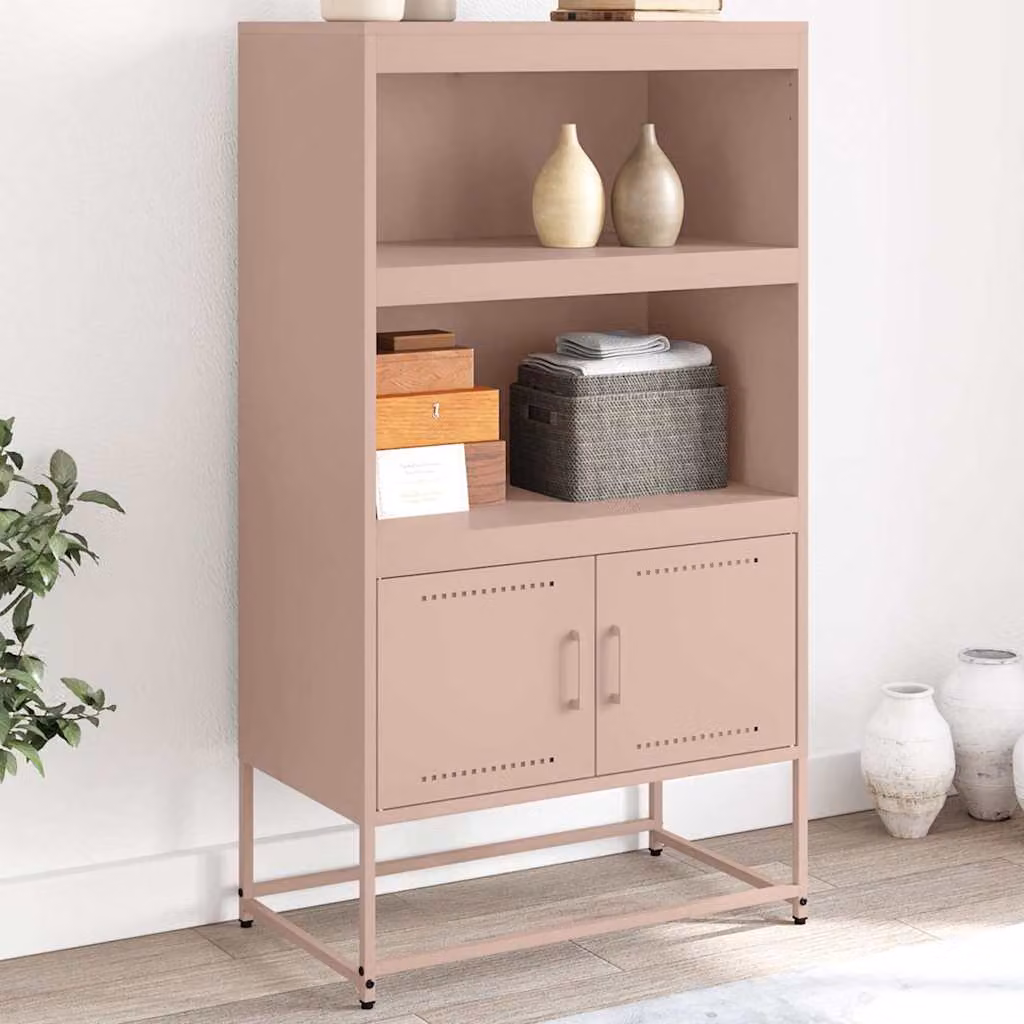 Credenza in stile industriale vidaXL in metallo rosa con ante a battente e ripiani interni L: 68,5 cm, P: 38,5 cm, H: 123,5 cm