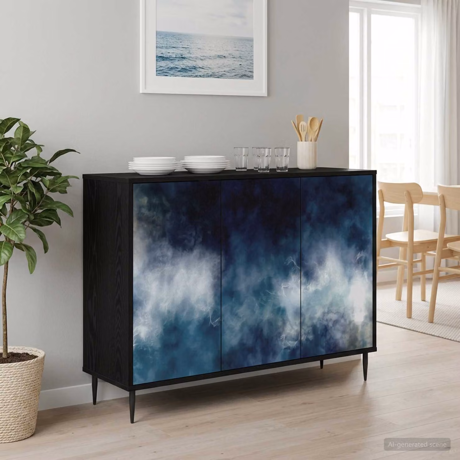 Credenza moderna vidaXL RAALTE in rovere nero, L/P/H: 102 x 33 x 76 cm